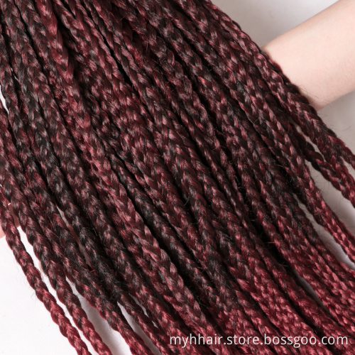 Box Braids Hair ombre Crochet Hair Extensions 22 roots/pack synthetic braiding Burgundy black color 18 Inch Crochet Braids